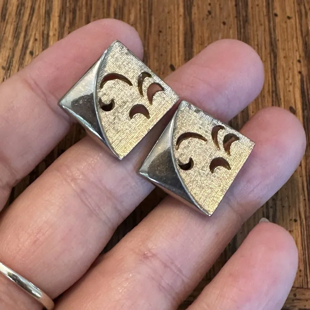 Vintage Swank Cufflinks 2 Pair Gold Tone Mens Mid Century Modern‎ Fashion